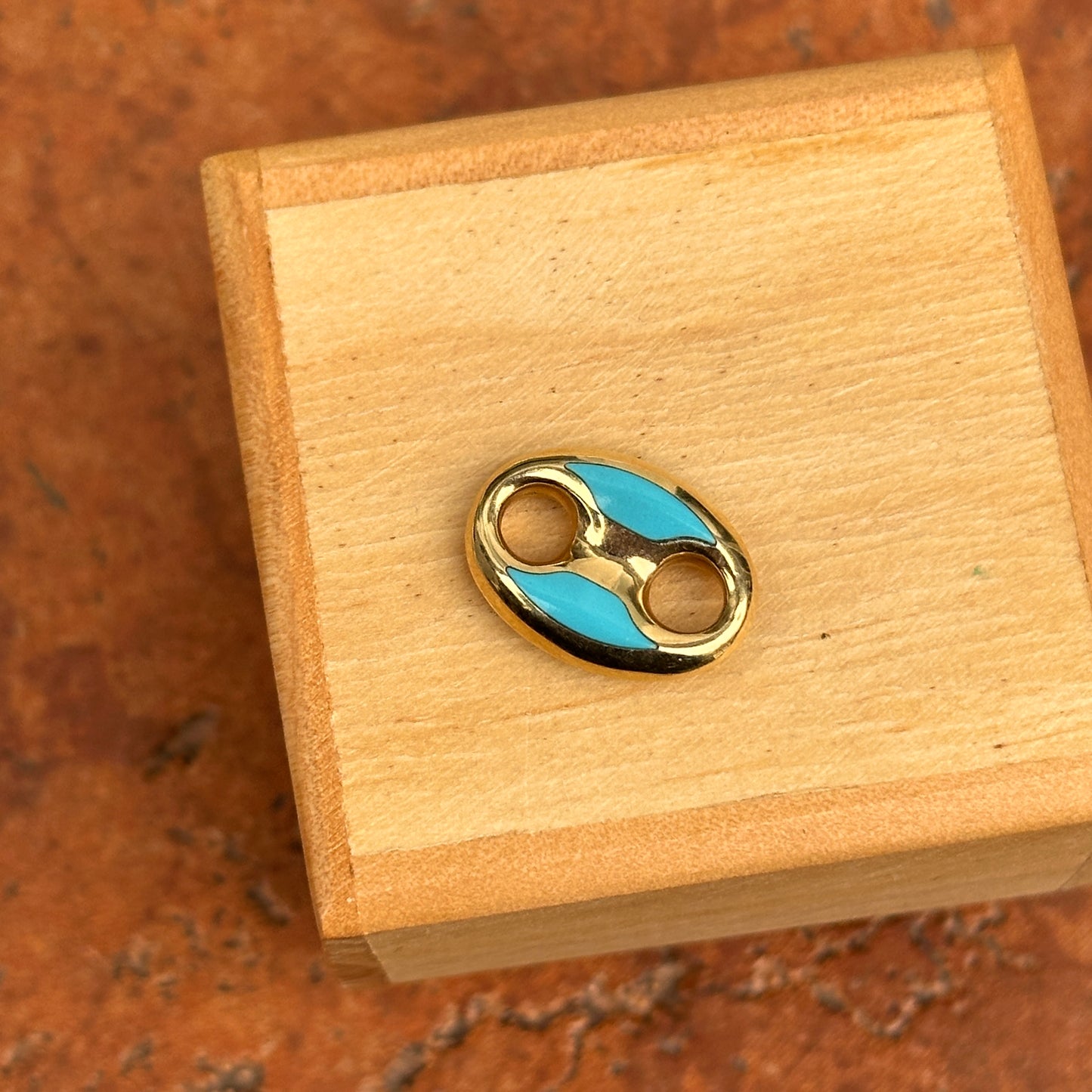 14KT Yellow Gold Turquoise Mariner Link Pendant Charm