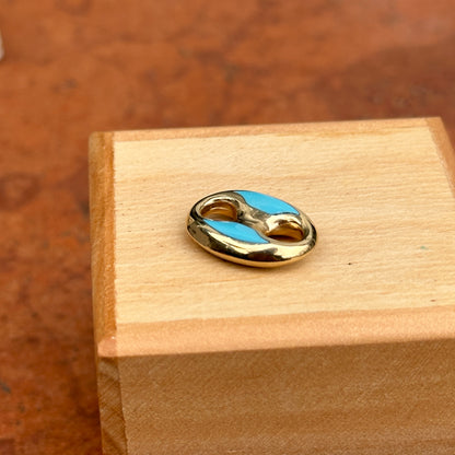 14KT Yellow Gold Turquoise Mariner Link Pendant Charm
