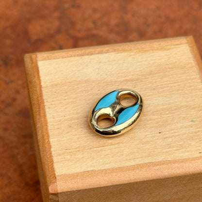 14KT Yellow Gold Turquoise Mariner Link Pendant Charm