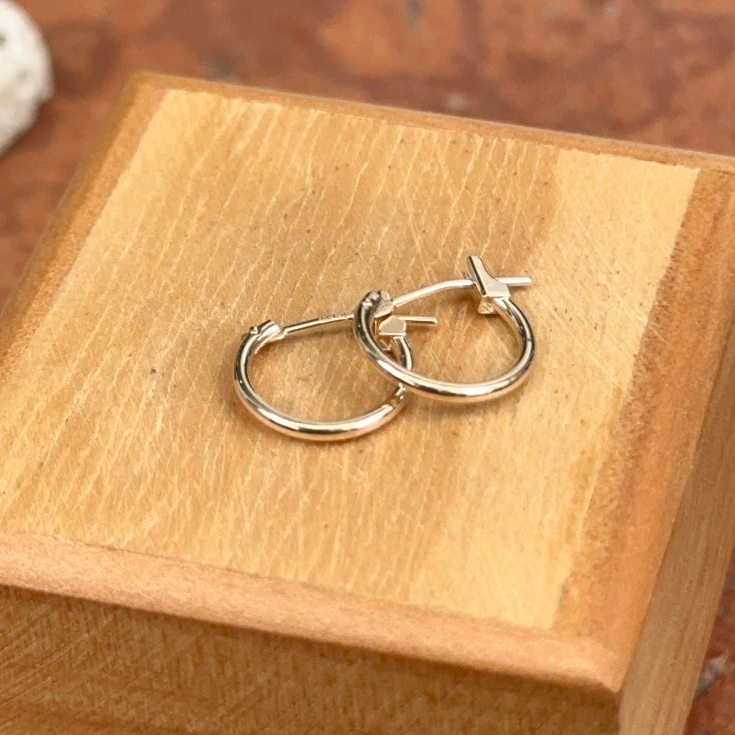 10KT Yellow Gold Mini Half Hoop Earrings 12mm