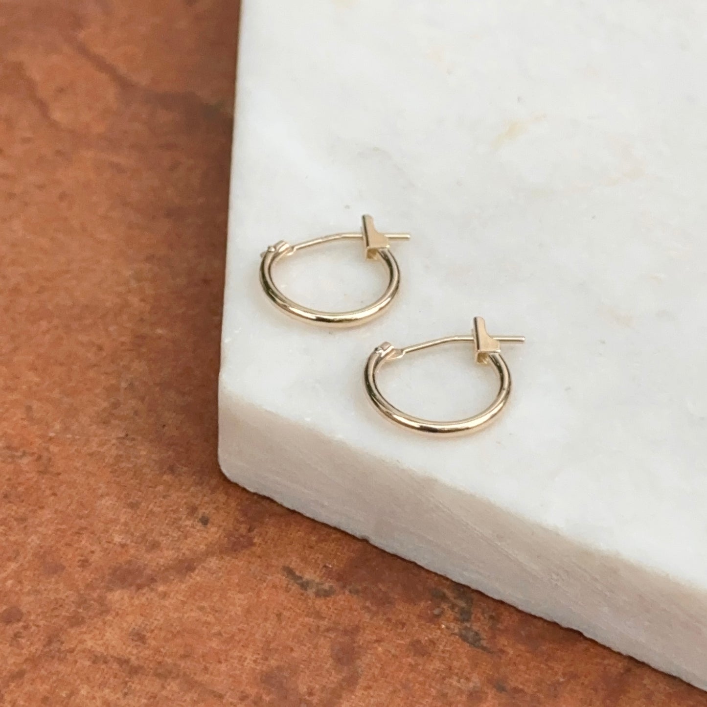 10KT Yellow Gold Mini Half Hoop Earrings 12mm