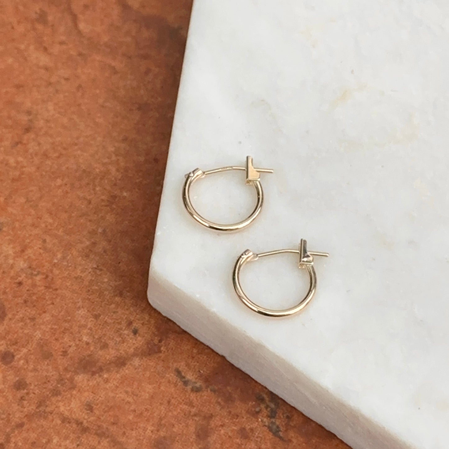 10KT Yellow Gold Mini Half Hoop Earrings 12mm