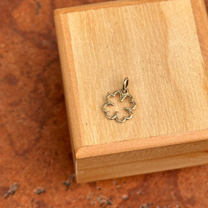 14KT Yellow Gold Cut-Out Mini 4-Leaf Clover Pendant Charm