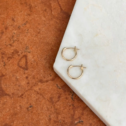 10KT Yellow Gold Mini Half Hoop Earrings 12mm