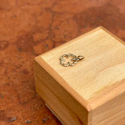 14KT Yellow Gold Cut-Out Mini 4-Leaf Clover Pendant Charm
