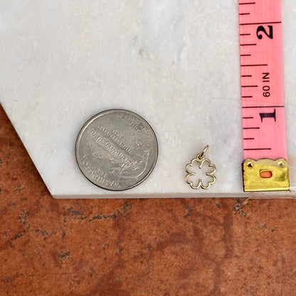 14KT Yellow Gold Cut-Out Mini 4-Leaf Clover Pendant Charm