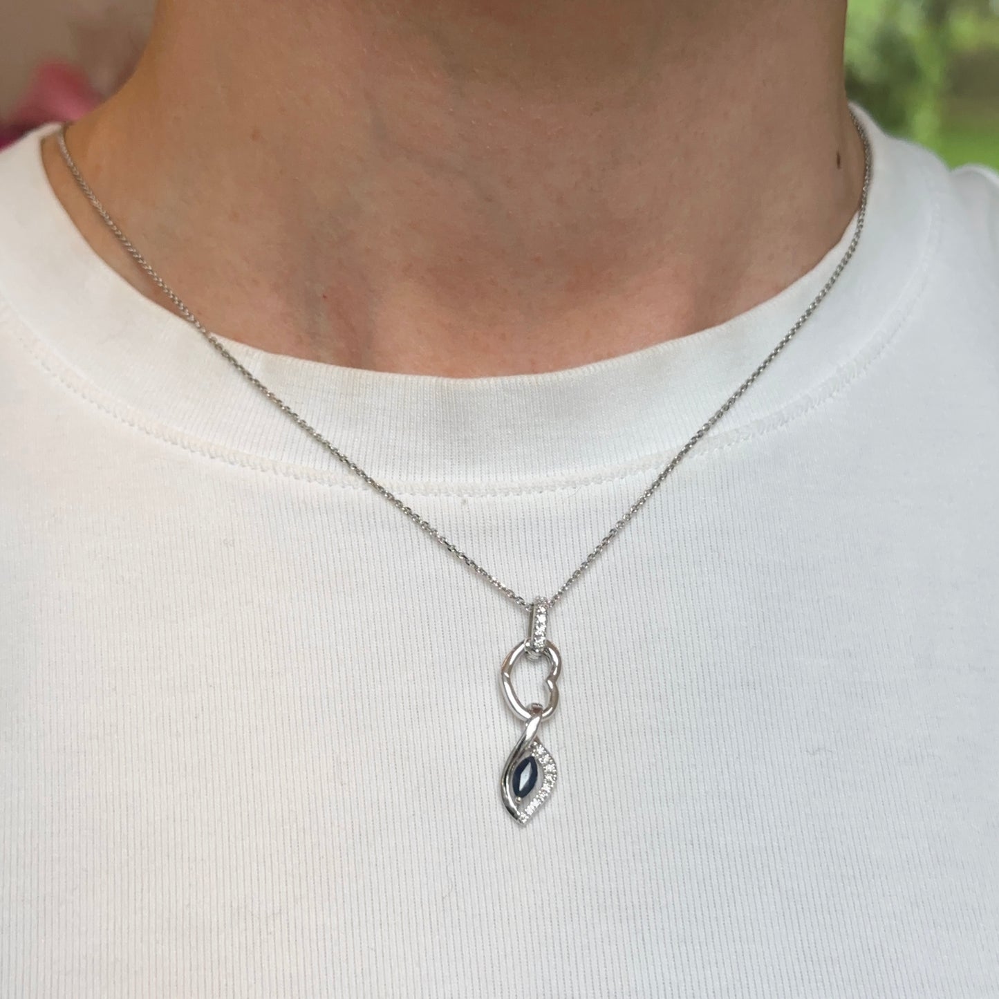 14KT White Gold Diamond Heart Push-In Charm Holder / Connector Clasp Enhancer Pendant