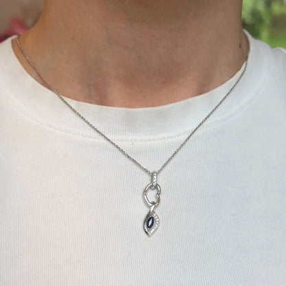 14KT White Gold Diamond Heart Push-In Charm Holder / Connector Clasp Enhancer Pendant