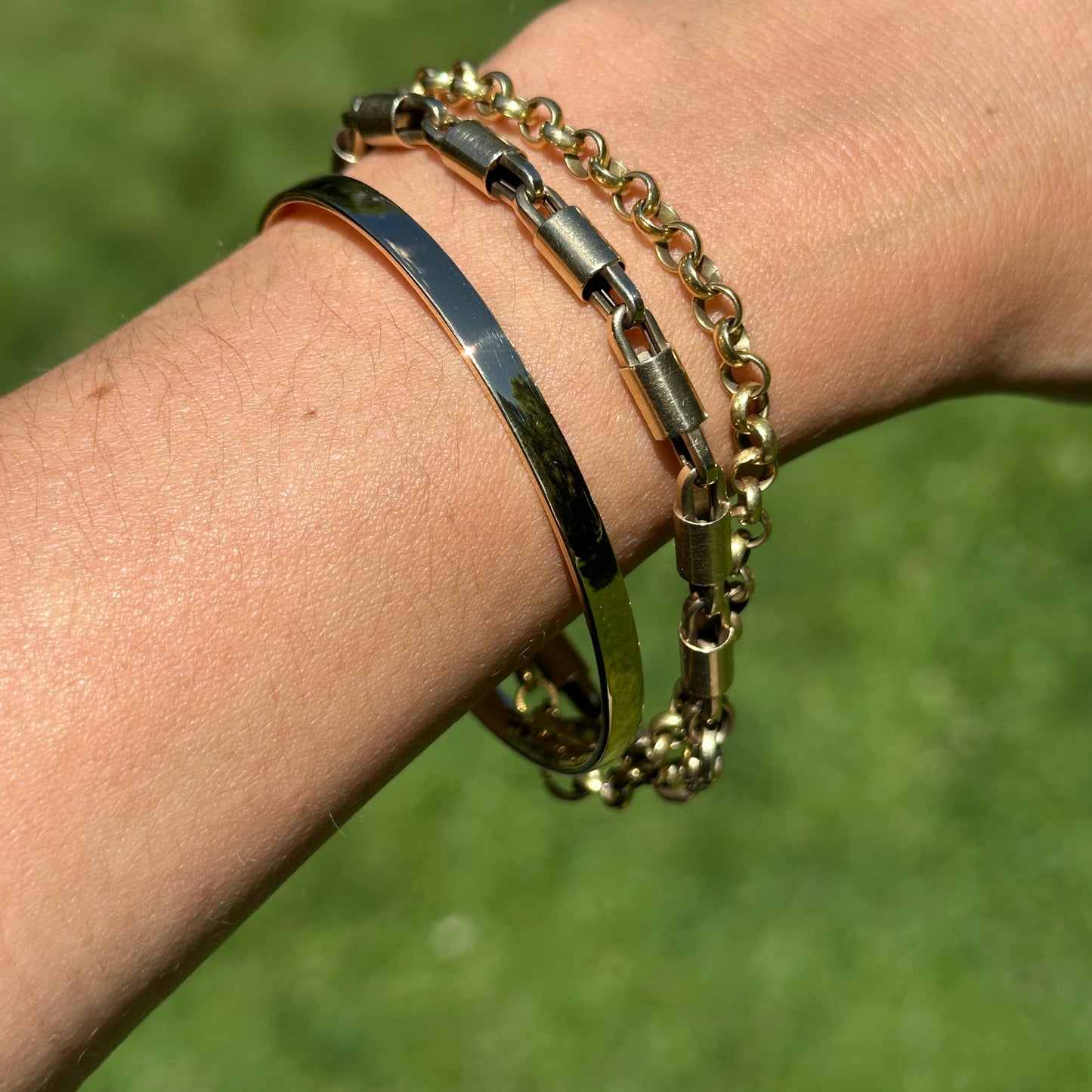Gold-Plated Flat Oval 4mm Bangle Cuff Bracelet