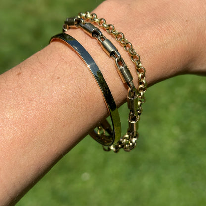 Gold-Plated Flat Oval 4mm Bangle Cuff Bracelet