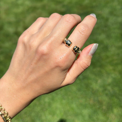14KT Yellow Gold Ribbed Open Cuff Style Ring