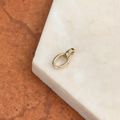 14KT Yellow Gold Oval Link Push-In Charm Holder / Connector Clasp Enhancer Pendant - LSJ
