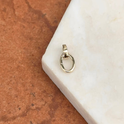 14KT Yellow Gold Oval Link Push-In Charm Holder / Connector Clasp Enhancer Pendant - LSJ