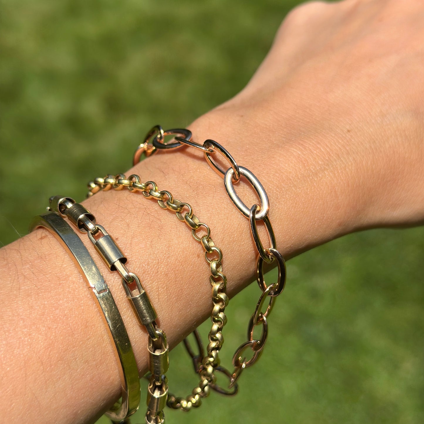 18KT Rose Gold Oval 8.3mm Solid Links Chain Bracelet