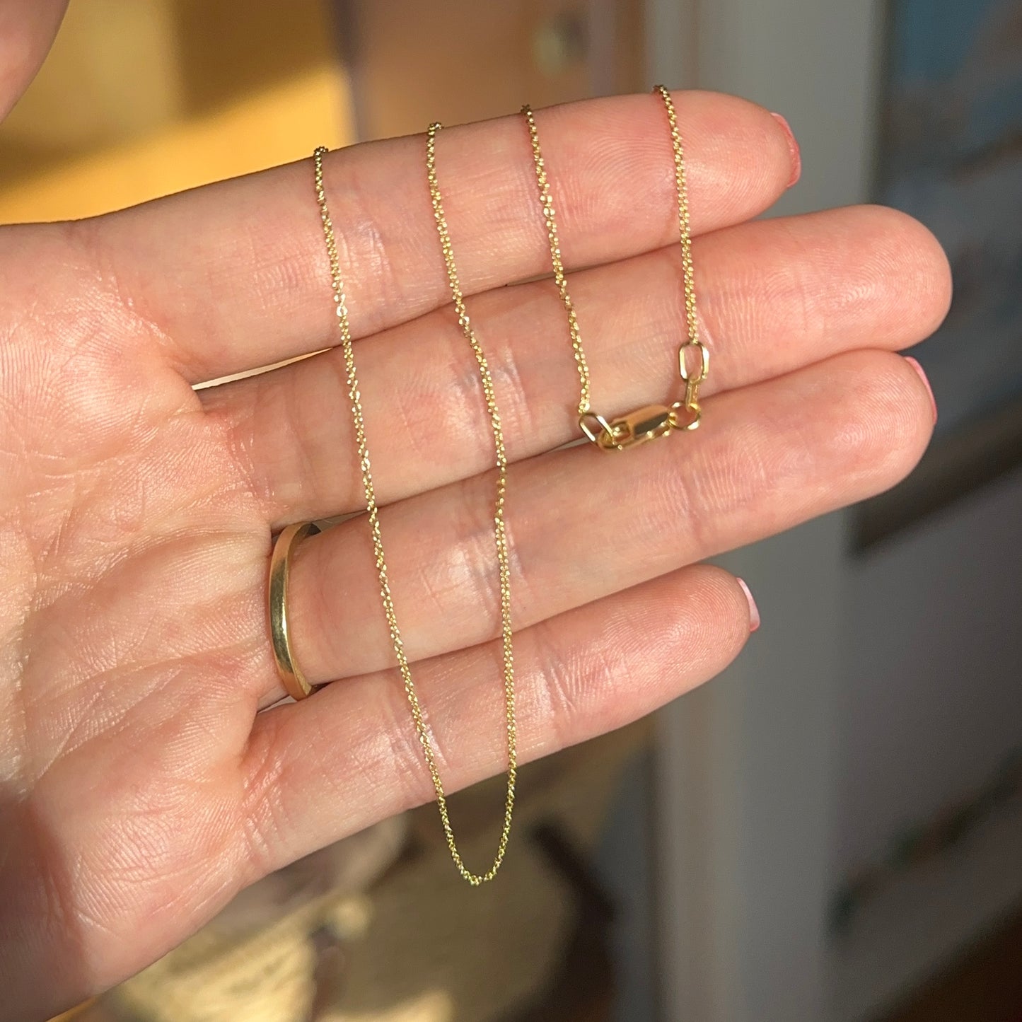 18KT Yellow Gold .90mm Solid Cable Chain Necklace Lobster Clasp