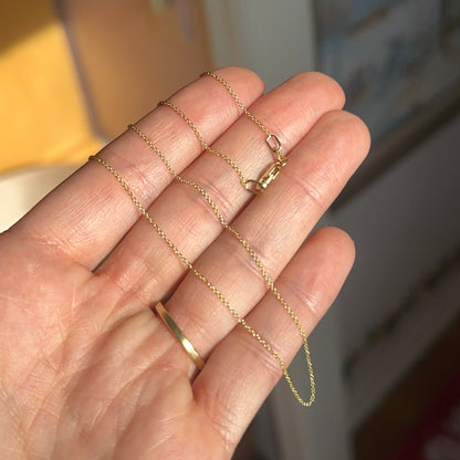 18KT Yellow Gold .90mm Solid Cable Chain Necklace Lobster Clasp