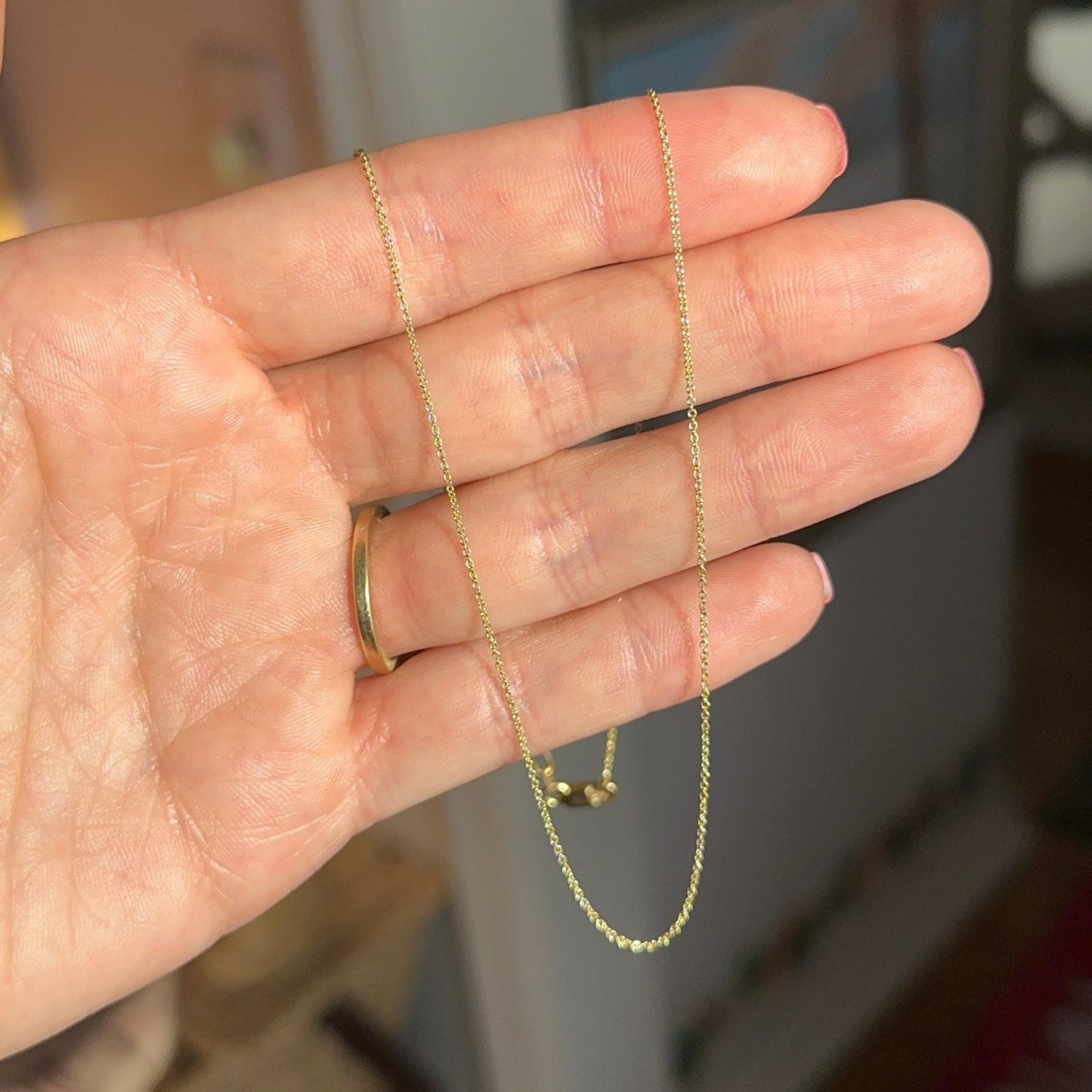 18KT Yellow Gold .90mm Solid Cable Chain Necklace Lobster Clasp