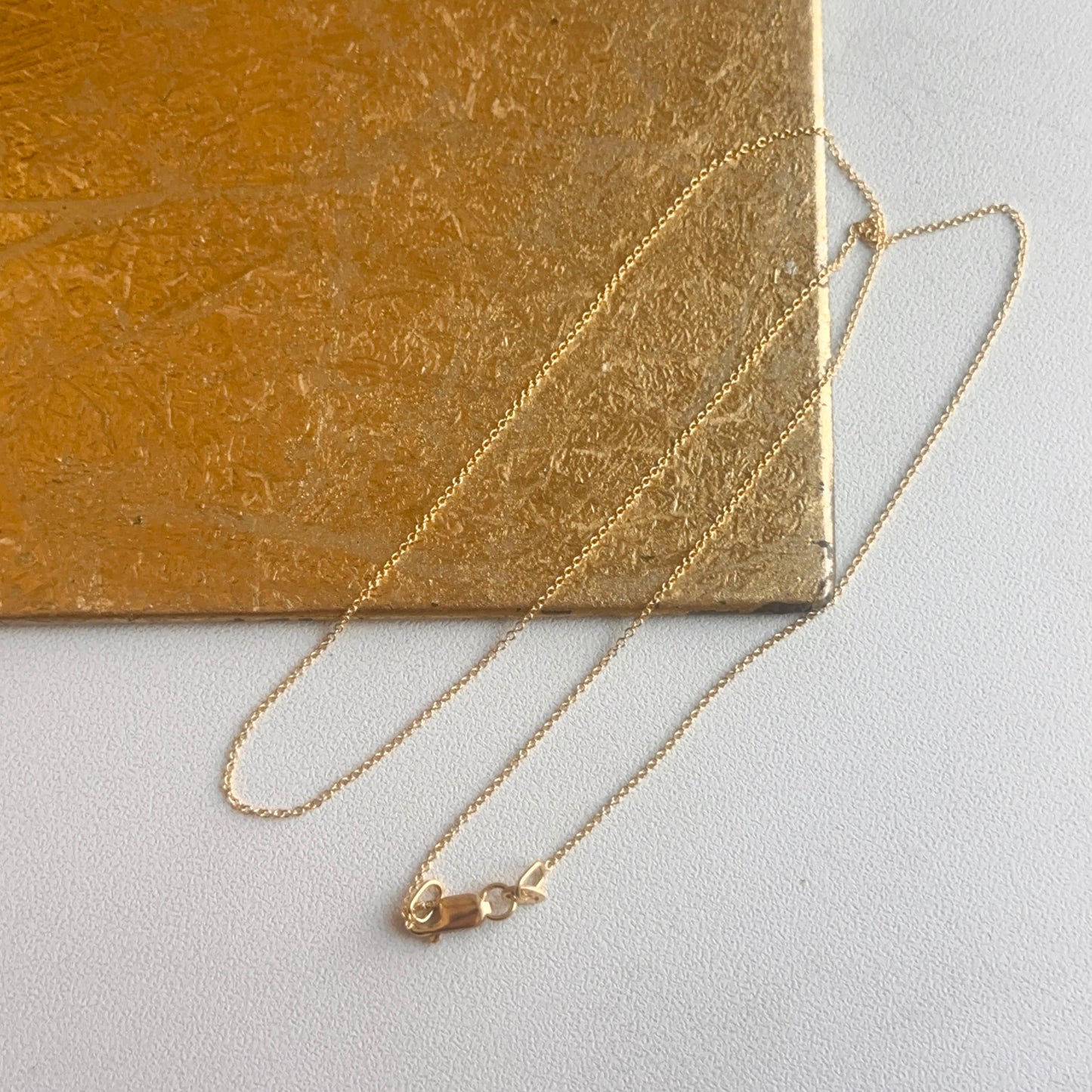 18KT Yellow Gold .90mm Solid Cable Chain Necklace Lobster Clasp