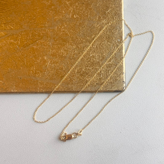 18KT Yellow Gold .90mm Solid Cable Chain Necklace Lobster Clasp