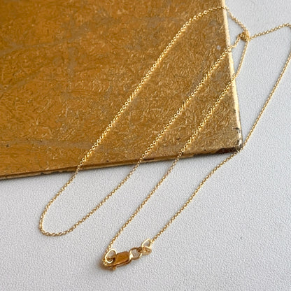 18KT Yellow Gold .90mm Solid Cable Chain Necklace Lobster Clasp