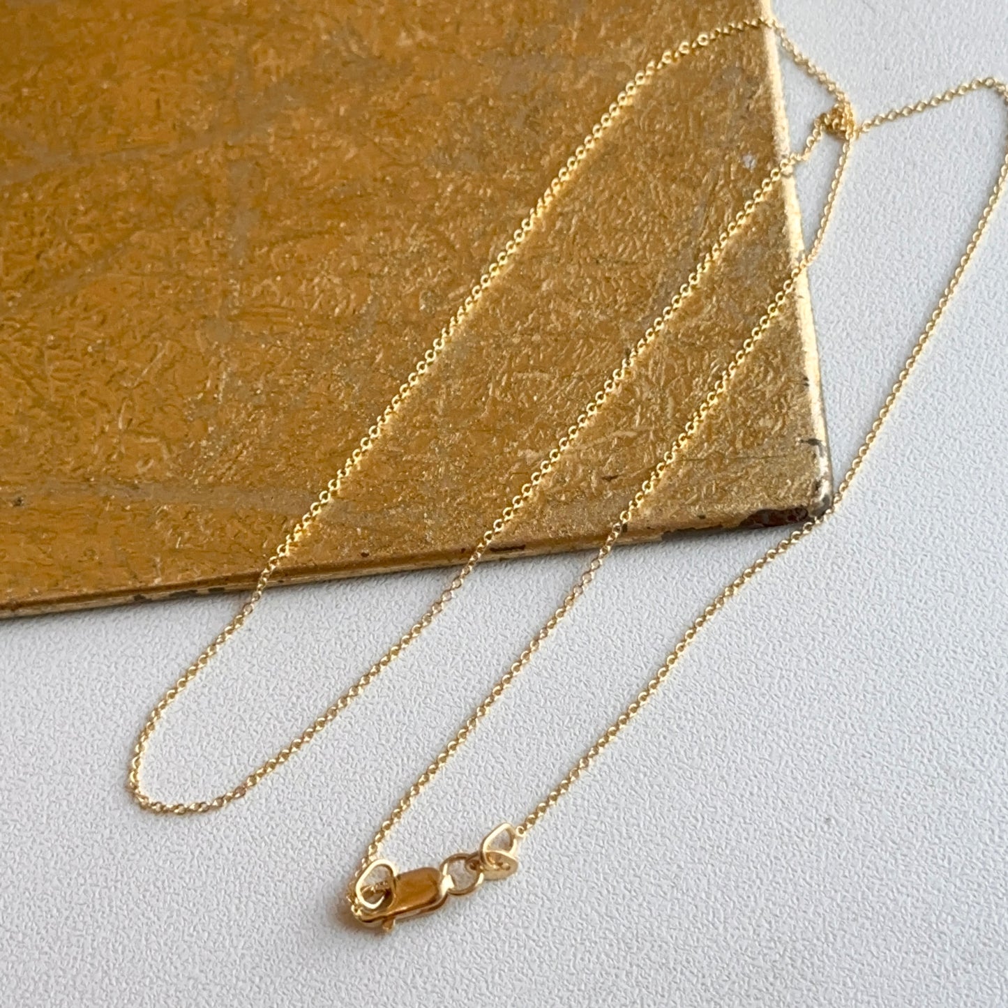 18KT Yellow Gold .90mm Solid Cable Chain Necklace Lobster Clasp