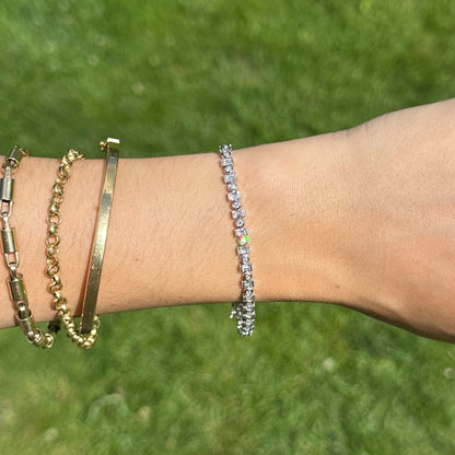 Estate 18KT White Gold Round and Baguette Diamond Bracelet