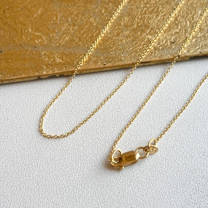 18KT Yellow Gold .90mm Solid Cable Chain Necklace Lobster Clasp