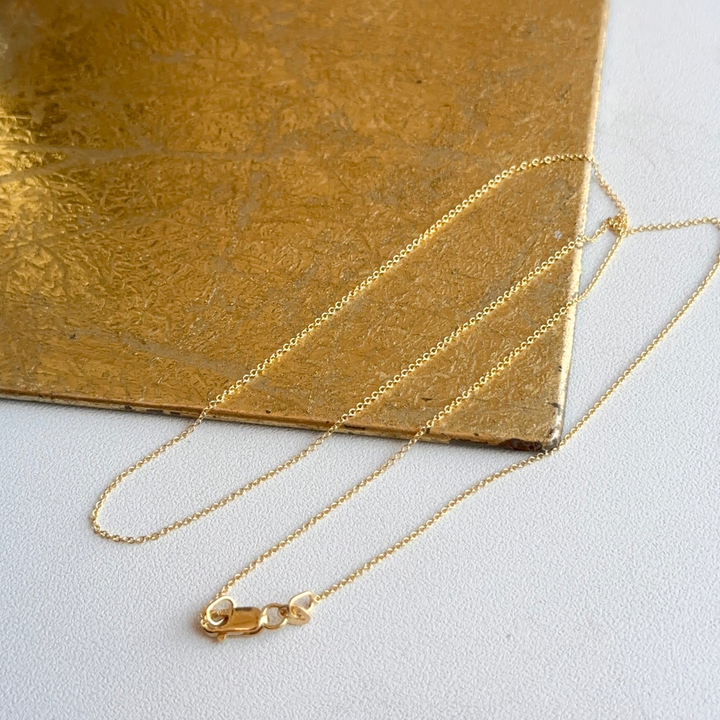 18KT Yellow Gold .90mm Solid Cable Chain Necklace Lobster Clasp
