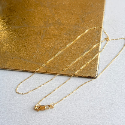18KT Yellow Gold .90mm Solid Cable Chain Necklace Lobster Clasp