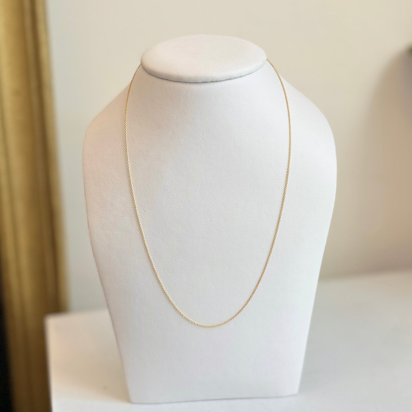 18KT Yellow Gold .90mm Solid Cable Chain Necklace Lobster Clasp