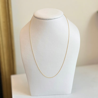 18KT Yellow Gold .90mm Solid Cable Chain Necklace Lobster Clasp