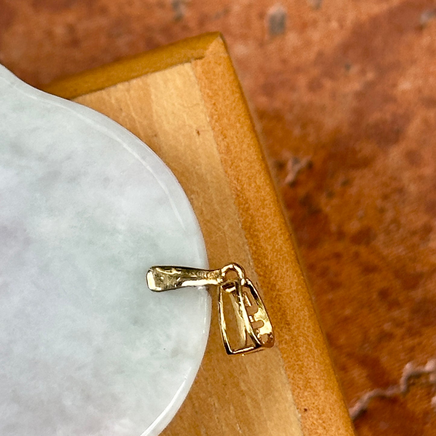 Estate 18KT Yellow Gold Light Jade Buddha Greek Key Pendant
