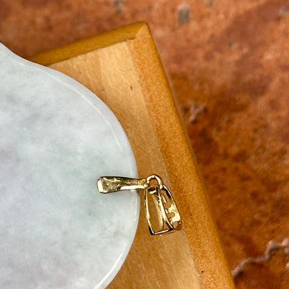 Estate 18KT Yellow Gold Light Jade Buddha Greek Key Pendant