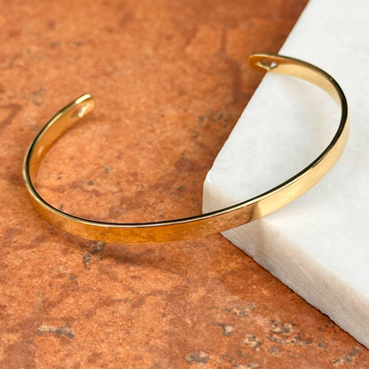 Gold-Plated Flat Oval 4mm Bangle Cuff Bracelet