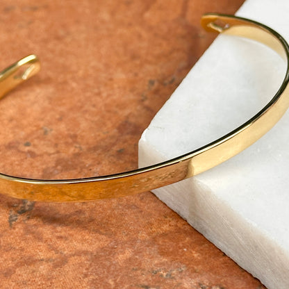 Gold-Plated Flat Oval 4mm Bangle Cuff Bracelet
