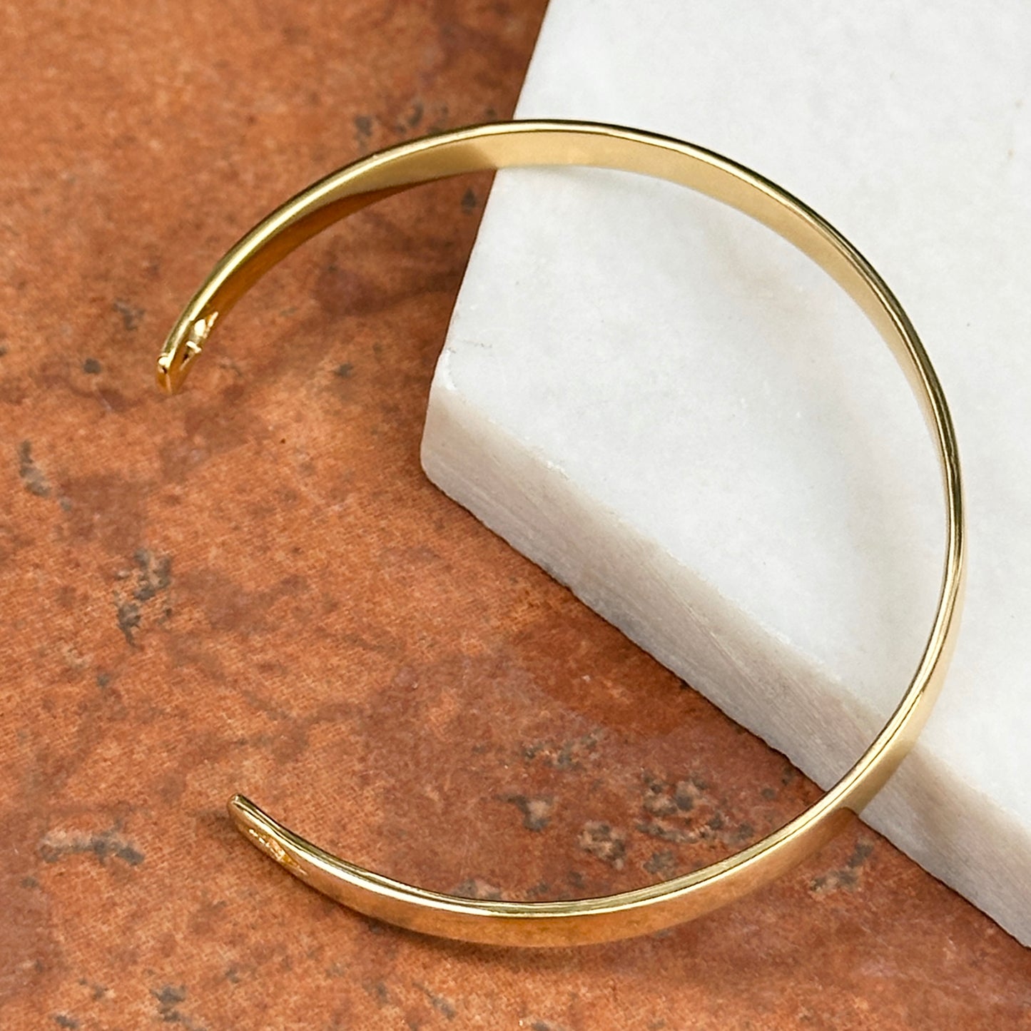 Gold-Plated Flat Oval 4mm Bangle Cuff Bracelet
