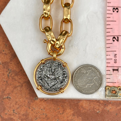 Estate Gold-Tone Replica Coin Chunky Toggle Chain Necklace