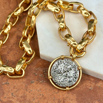 Estate Gold-Tone Replica Coin Chunky Toggle Chain Necklace