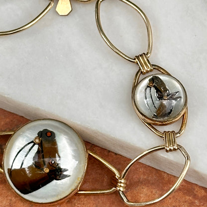Estate 12K Gold-Filled Round Bubble Painted Horse Bracelet