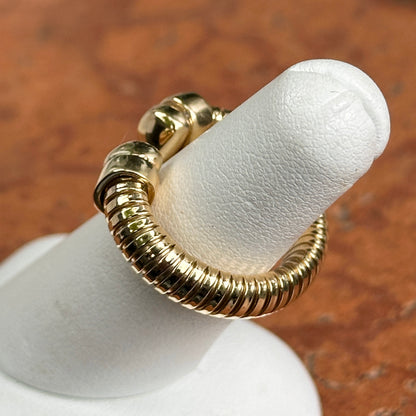 14KT Yellow Gold Ribbed Open Cuff Style Ring