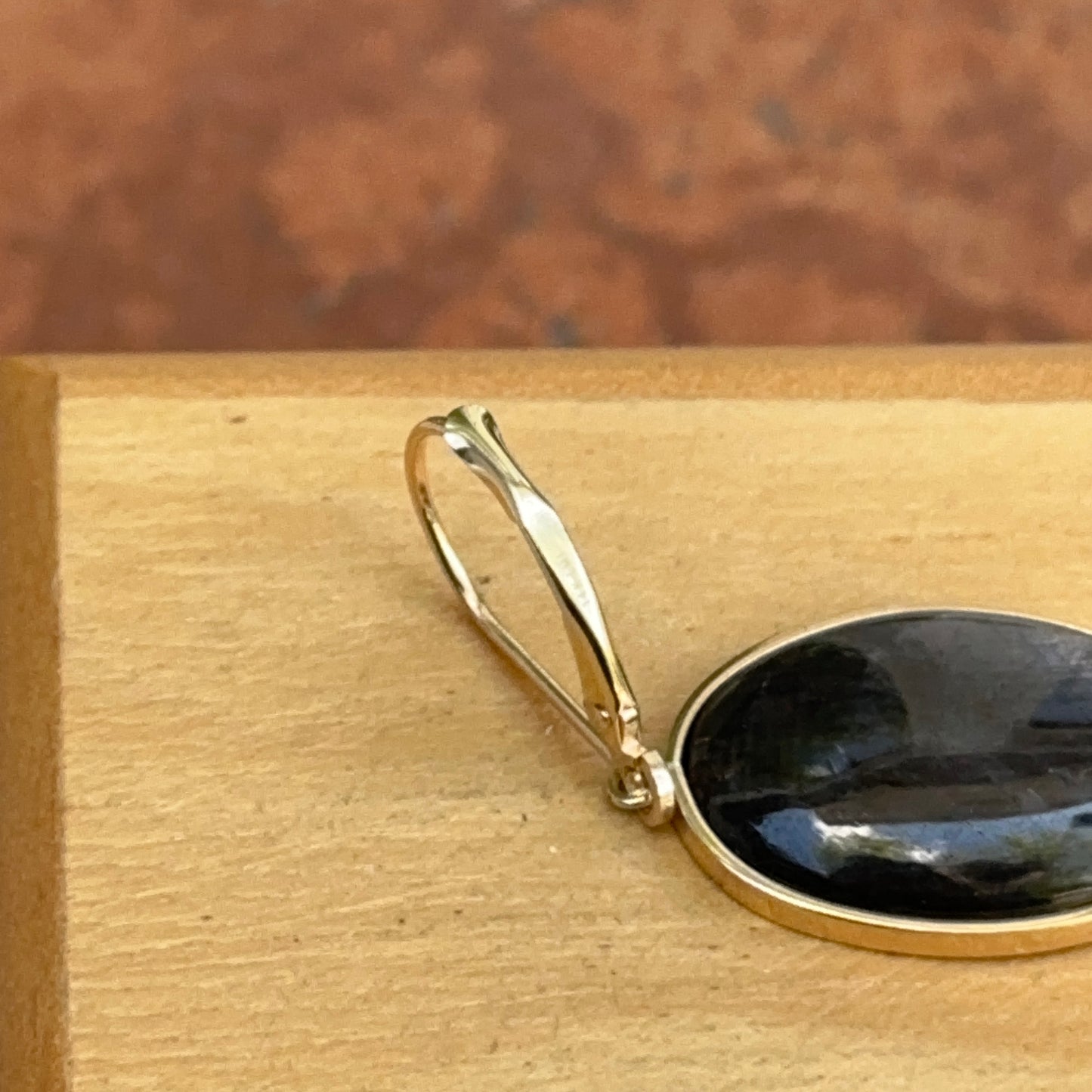 Estate 14KT Yellow Gold Oval Cabochon Dark Sapphire + White Sapphire Earrings