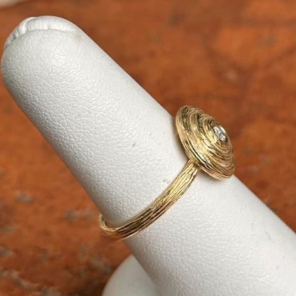14KT Yellow Gold Textured Bezel Diamond Circle Ring