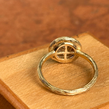 14KT Yellow Gold Textured Bezel Diamond Circle Ring