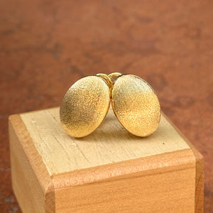 14KT Yellow Gold Satin-Finished Oval Omega Back Earrings