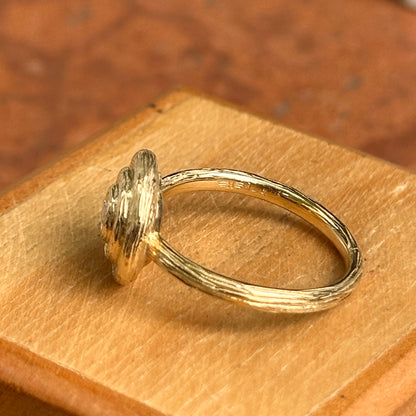 14KT Yellow Gold Textured Bezel Diamond Circle Ring