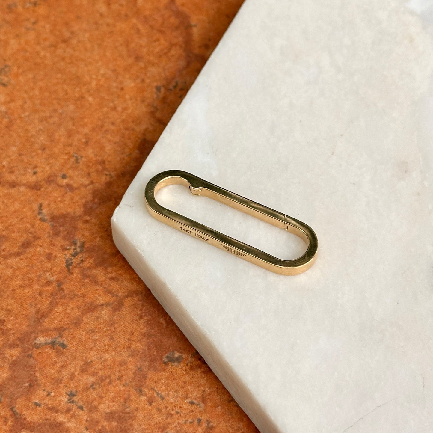 14KT Yellow Gold Elongated Oval Push-In Enhancer/ Charm Holder 37mm