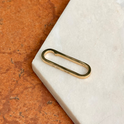 14KT Yellow Gold Elongated Oval Push-In Enhancer/ Charm Holder 37mm