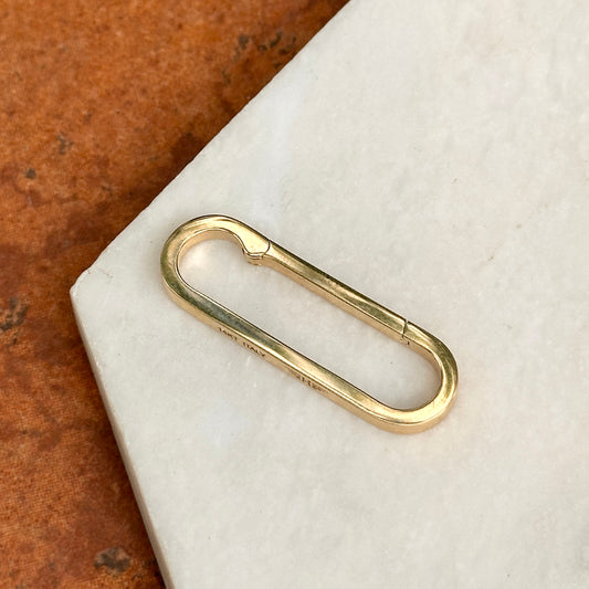 14KT Yellow Gold Elongated Oval Push-In Enhancer/ Charm Holder 37mm