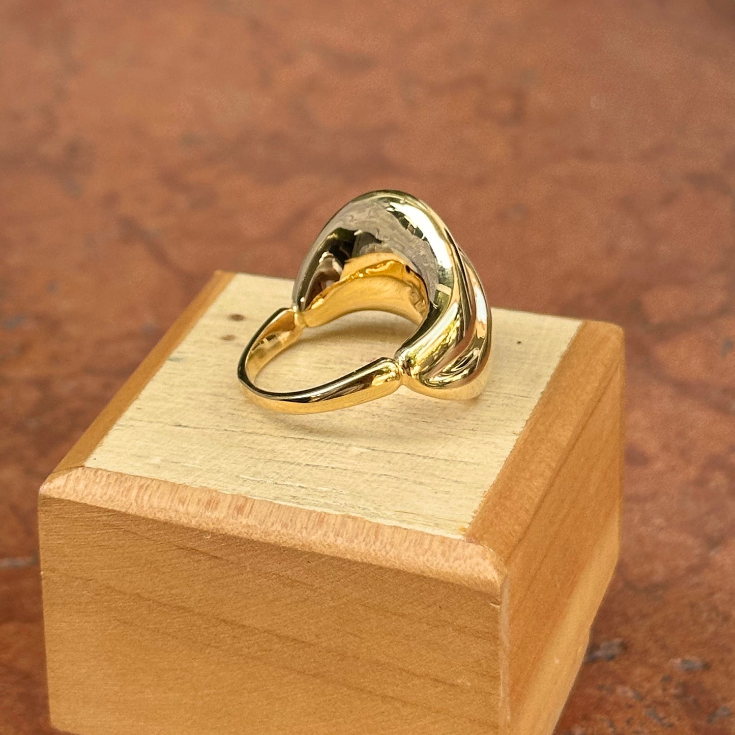 14KT Yellow Gold Wave Curved Wide Band Ring