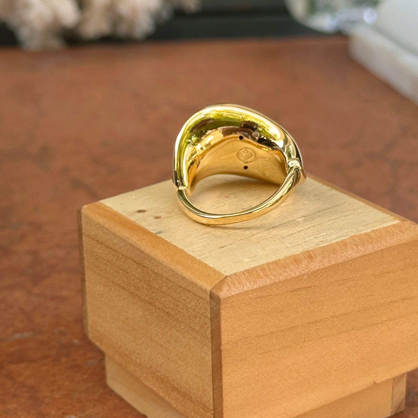 14KT Yellow Gold Wave Curved Wide Band Ring